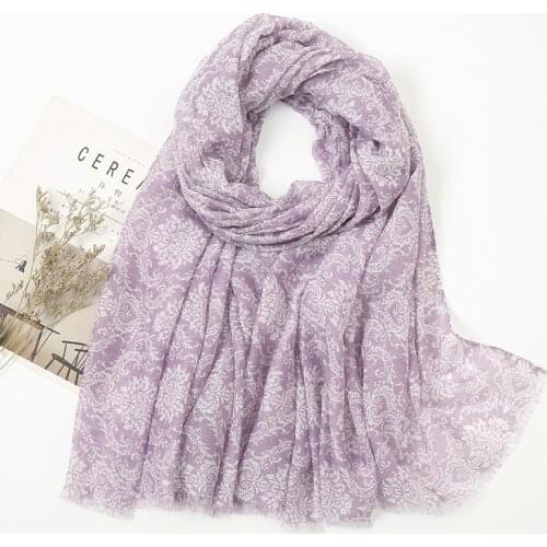 5 Colors Fashion Autumn Women Viscose Scarf Lovely Floral Fringe Shawls and Wraps Female Foulards Echarpe Muslim Hijab 180*90Cm