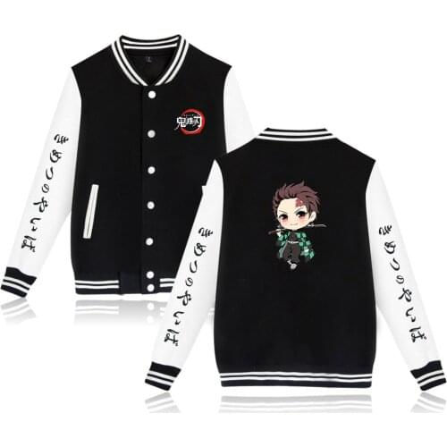 Demon Slayer Mens New Print Fashion Round Neck Baseball Jacket Demon Slayer Mens Fashion Baseball Jacket Trend