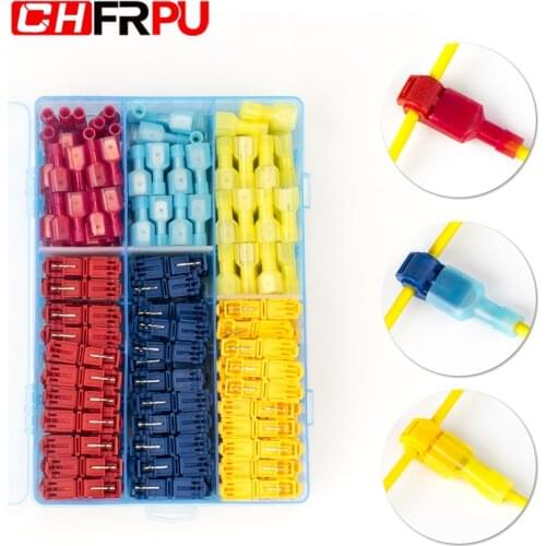 50Pcs(25set)120/240PCS Quick terminales electricos para cable wire connector Crimp lock Waterproof kit tools blue yellow red