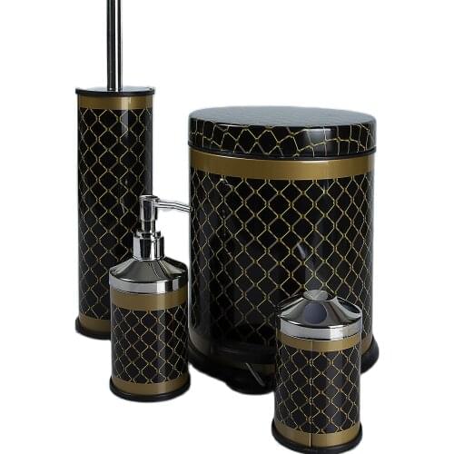 Bath Set modern 4 Pcs Bath Set Can для ванной комнаты Room Set Toothbrush Holder Soap Dispenser Toilet Brush Trash Can Bathroom