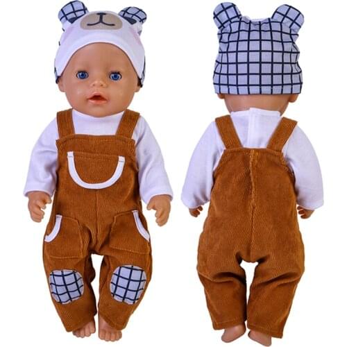 18 inch Doll Clothes Frog Hat Three-piece Suit Baby New Born Accessories Reborn Toddler Dolls Dress For Baby Birthday Gift Toys