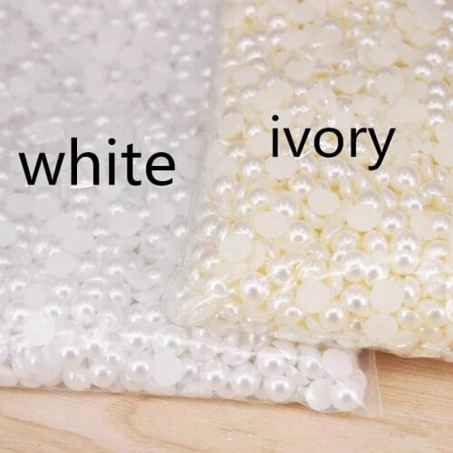 Wholesale 3/4/5/6/7/8/9/10/12/14mm Half Round Acrylic Imitation Flatback Pearl Beads for Jewelry Making/Nail Art /Phone Decorate