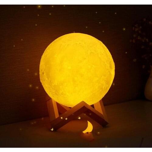 3D Print Rechargeable Moon Lamp LED Night Light Creative Touch Switch Moon Light For Bedroom Decoration Birthday Gift Dropship