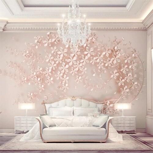 Custom wallpaper 3d murals new rose gold flower luxury elegant 3d stereo mural TV background wall living room bedroom wallpaper