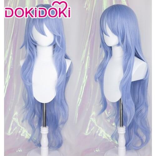 DokiDoki Anime Cosplay Wig Blue Cosplay Wig Women Cute Long Hair Blue Rei Wigs