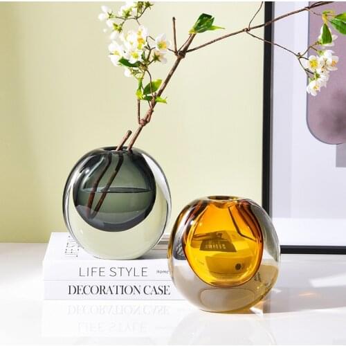 Simple and Creative Glass Vase Light Luxury Living Room Dining Table Flower Arrangement Glass Decoration Small Ornaments