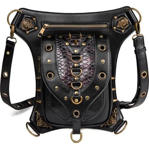 New Style Bag Womens European and American Punk Shoulder Riveting Nail Skull Outdoor Multi-Function Running Bag