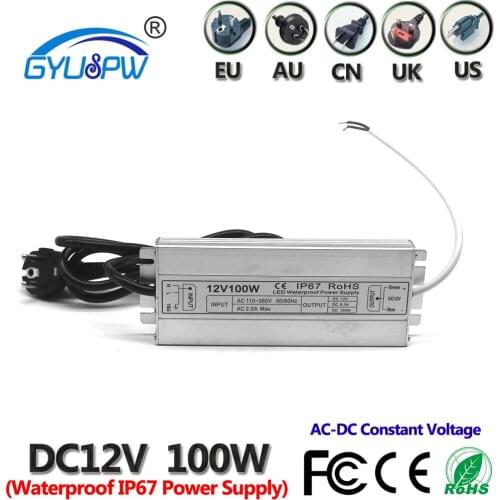 Single Output DC12V 24V 60W 100W 120W 150W LED Driver Waterproof IP67 Lighting Transformer AC110V-240V to DC 12V 24V Strip lamp