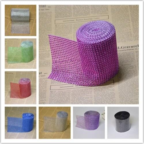 Buy 4 Get 1 FREE Mesh Trim Bling Diamond Wrap Cake Roll tulle 1Y Crystal Ribbons Party Wedding Decoration event party supplies