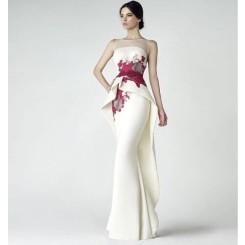 High Quality Beige Formal Mermaid Evening Dress 2021 New Sheer Neck Illusion Back Unique Prom Dress Chic Design Long Party Gowns