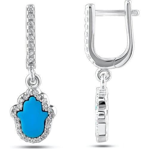 Hand Model Blue Stone Earrings Multi Stone Women Jewelry Solid 925 Sterling Silver Gifts For Women