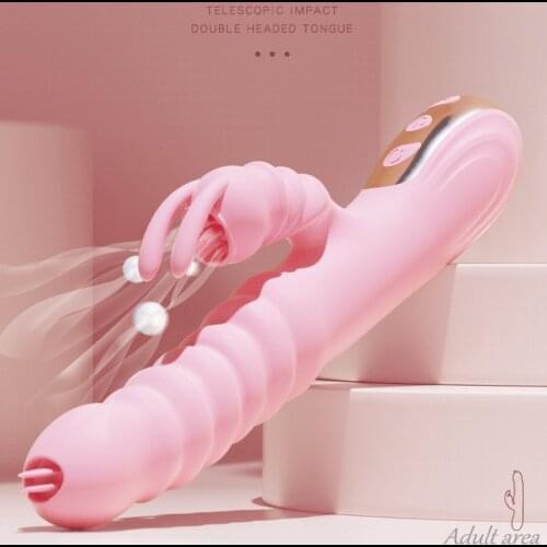 Female Retractable Dildo Sex Toy Rabbit Vibrator Clitoral Stimulation Heating Vibrating Rod Womens Masturbation Adult Products