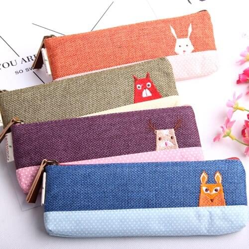 1PC Kawaii animal series pen & pencils bags Novelty dot pencil bag School stationery storage tool Office supplies (ss-1556)