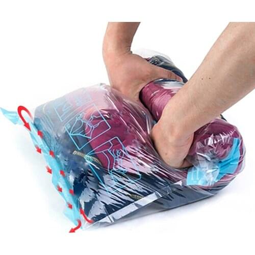 1pcs Hand Rolling Compression Vacuum Bag Border Foldable Home Clothes Plastic Storage Bag Space Saving Seal Bags