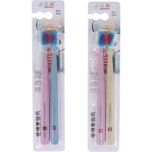 2pcs/Pack Cheap Soft-bristle Toothbrush Heart Couple Brush Teeth Eco Friendly Nano Adults Toothbrush Dental Care