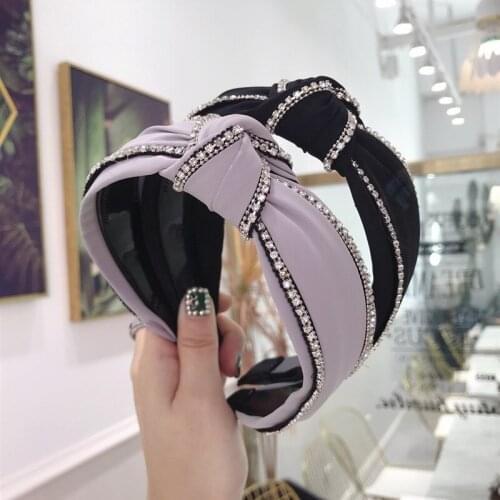 2020 Vintage Rhinestone Bezel Hair Band Women Headbands Knot Turban Hairband Girls Hair Accessories Hoop Hair Clips opaska do