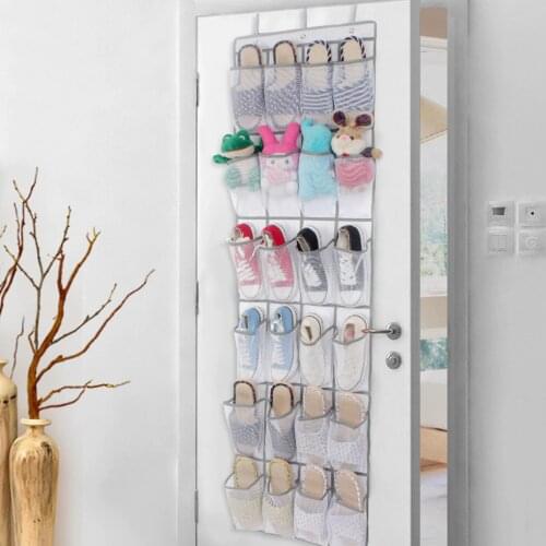 24 Pocket Over Door Organiser Nonwoven Nylon Mesh Footwear Hanging Bag Breathable Hook Shoe Pocket