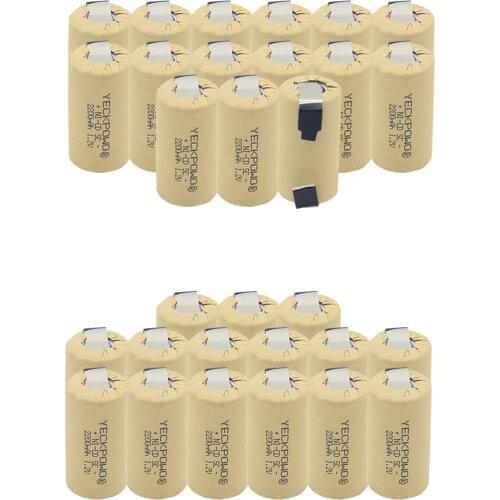 30 pcs 2200mAh NICD sub C battery 1.2V SC batteries soldering tape real capacity as declared rechargeable for power tools
