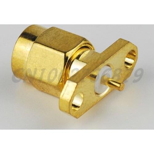 50pcs RF Coaxial Connector SMA male 2 Hole Panel Mount With Solder Post Terminal