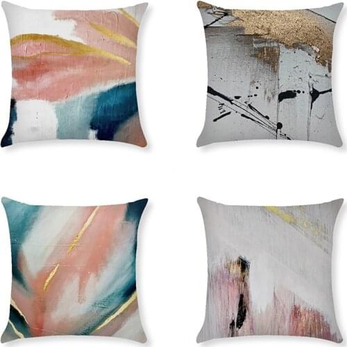 Abstract Throw Pillow Case Oil Painting Linen Cushion Covers for Home Sofa Chair Decorative Pillowcases