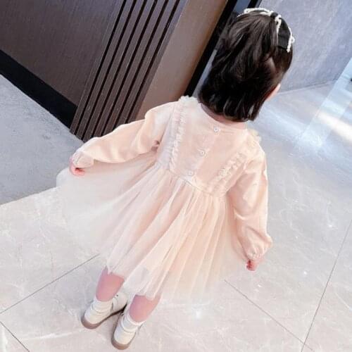 Kids Costume Princess Dress 2021 Autumn Toddler Girls Long Sleeve Mesh Birthday Party Tutu Dress For 2-7 Years Children Clothes