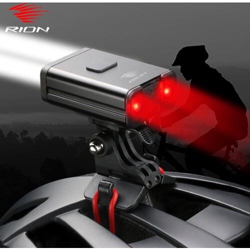 RION 2 in 1 Cycling Bike Headlight Taillight Front and Rear Bicycle Lights LED Flash USB Helmet Light Lamp Lantern Accessories