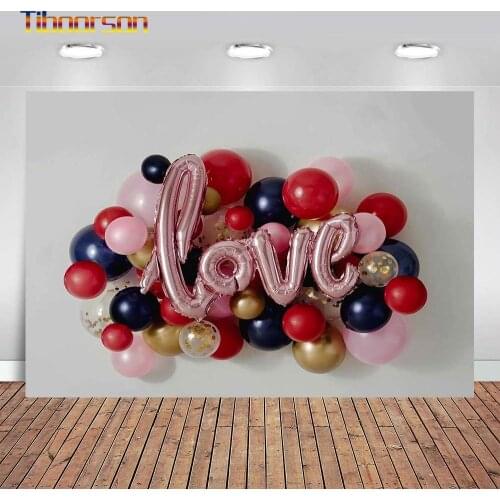Photography Backdrop Red Love Hearts Ballons Vinyl Romantic Valentines Day Background Baby Photo Booth Photo Studio Props