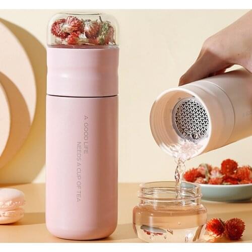 300ML Insulated Cup with Filter Stainless Steel Tea Bottle Cup with Glass Infuser Separates Tea and Water Thermos Vacuum Flask