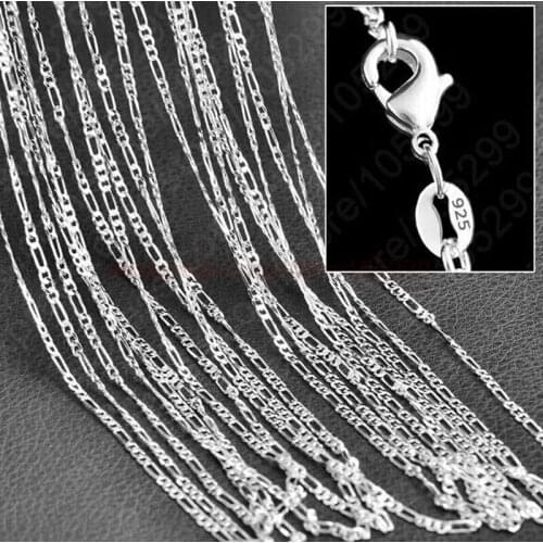 20pc Sales Retail Wholesale Quality Classic Jewelry Silver Chain Necklace Figaro Chain Ms. / Men Necklace 2.5mm 16-30 inch Jewel