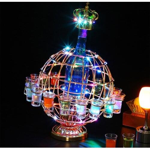 Creative globe Glowing wine rack rechargeable LED Luminous Beer wine bottle holder Champagne Cocktail Drinkware Holder
