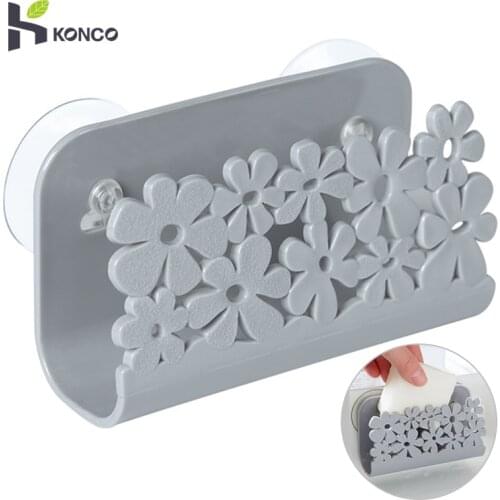 Konco Kitchen Storage Rack Sink Organizer with Suction Sponge Holder Dish Brush Holder Rack dish Rug drainer