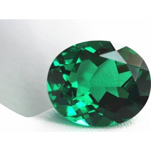 HOT oval shape facet brilliant lustre created emerald gemstone stable vitreous faceted gemstones beads jewelry DIY beads