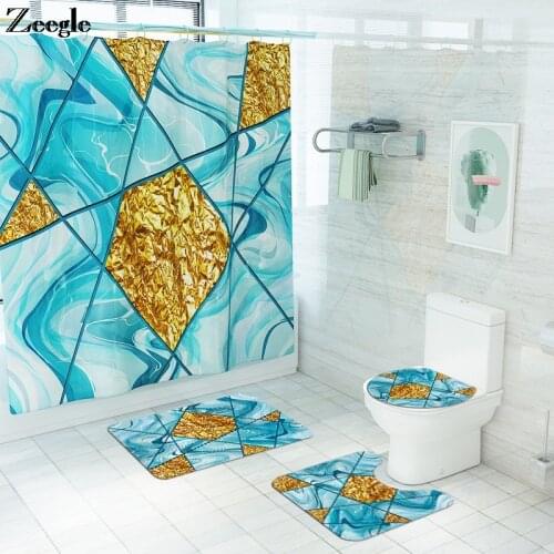 Marble Gold Leaf Non-slip Mat For Bathroom Absorbent Toilet Seat Cover Mat and Anti-slip Floor Carpet Floor Mat Bathroom Mat Set