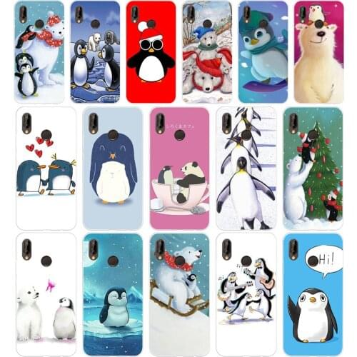 271H Lovely Penguin Polar Bear Soft Silicone Tpu Cover Case for huawei p 20 lite pro y6 2017 mate 10 lite