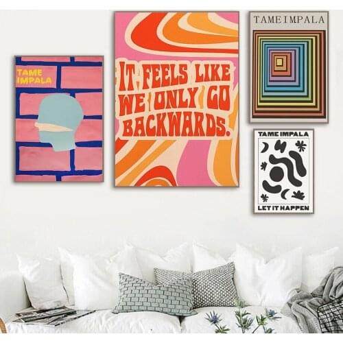 Tame Impala Abstract Color Music Lyrics Wall Art Canvas Painting Nordic Posters And Prints Wall Pictures For Living Room Decor