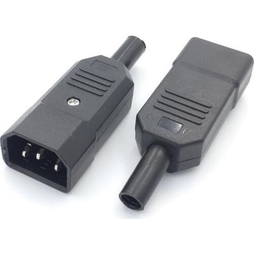 New 10pcs/lot 3 Terminals IEC 320 C14 Adapter 8mm AC 250V 10A Male Plug Fit for UPS Lighting Equipment Power Devices