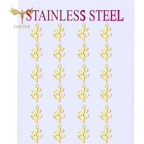 FGifter New 2021 Korean Fashion Womens Office Leaf Ear Studs Retro Golden Stainless Steel Earring Sets