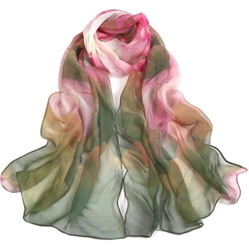 New Fashion Madam Pretty Scarf Sunscreen Shawl Individuality Lotus Flower Design Georgette Thin Scarves Wholesale