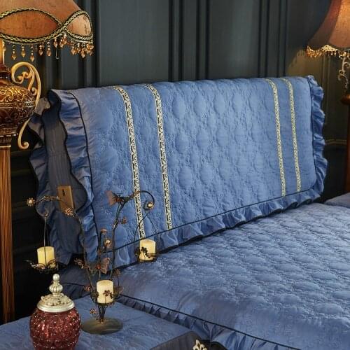 European Luxury Cotton Quilted Head Cover Brief Soft Lace All-inclusive Bed Headboard Cover Dust Protective Cover 200x65cm