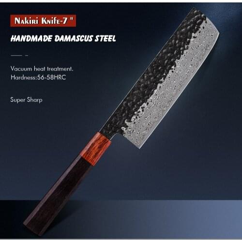 TURWHO Handmade Stainless Steel Chef Knives High Carbon Steel Forged Kitchen Knife Super Sharp Blade Wood Handle 7 inch Slicer