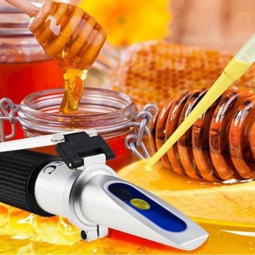 Refractometer Handheld Honey Sweetness Tester 58-90% Brix 38-43 Baume 10-33% Water ATC Temperature Compensation For Beekeeper
