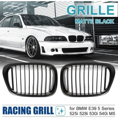 X Autohaux Matte Black Front Kidney Racing Frame Grilles Grill For 1997-2003 BMW E39 5 Series 525i 528i 530i 540i M5 4-Door