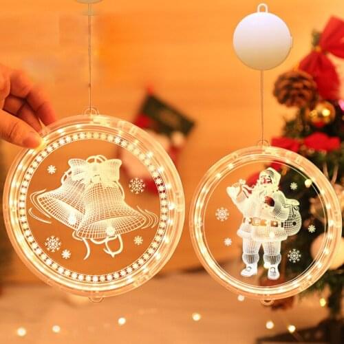 Christmas Lanterns 3D Circular Hanging Lights LED Night Light Chandelier Room Decoration Bedroom Holiday Arrangement Lights