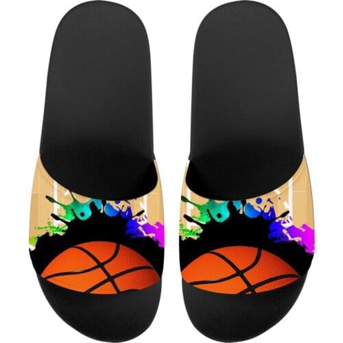HYCOOL Sandals for Man Women Soccer Basketball Print Teenager Slippers Fashion Comfortable Slipper Males Summer Shoes Flat