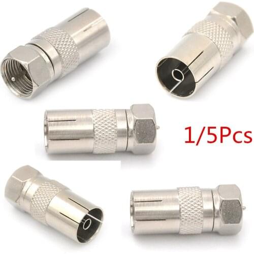 5pcs/1pc F Type Male Plug Connector Socket to RF Coax For TV Aerial Female RF Adapters