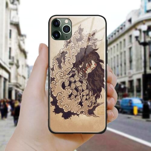 Kimetsu no yaiba kokushibou art Silicone Glass Phone Case Cover Shell For iPhone SE 6 6s 7 8 Plus X XR XS 11 12 Mini Pro Max