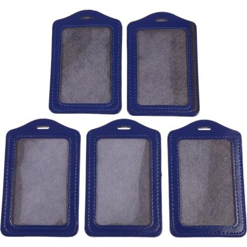 Blue PU Badges Holder ID Card Case Credit Card Vertical Badge