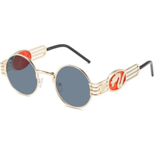 Classic Gothic Steampunk Sunglasses Luxury Brand Designer High Quality Men and Women Retro Round Metal Frame Sunglasses UV400