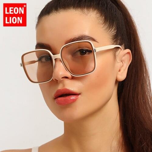 LeonLion Square Oversized Sunglasses Women 2021 Vintage Glasses Women/Men Luxury Vintage Eyeglasses Women Mirror Oculos De Sol