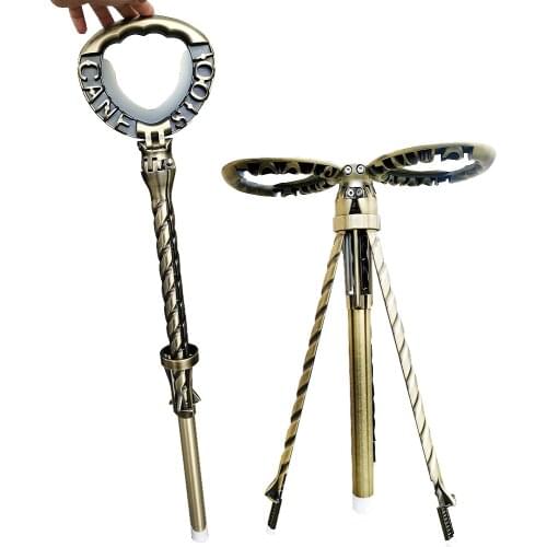 Portable Antique Aluminum Alloy Cane Stool &Chair For Elderly Walking Outdoors Climbing Stool Foldable Trekking Poles for Out